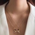 Fashion Romantic Magnetic Couple Necklaces Zirconia Hollow Butterfly Pendant Collarbone Chain Charm Necklace for Women BBF Jewelry Gifts Qoddess. 