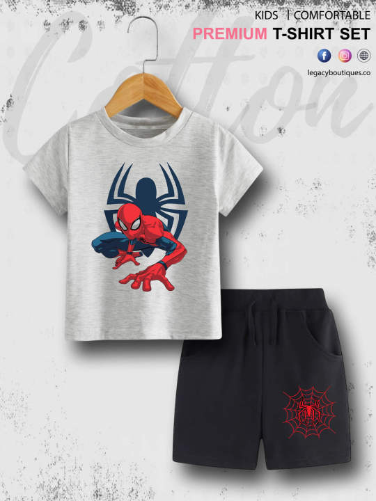 Good%20Quality%20T-shirt%20Set%206%20Month%20To%206%20Year%20Babies%20Marvel%20Spiderman%20Printed%20-%20Image%202