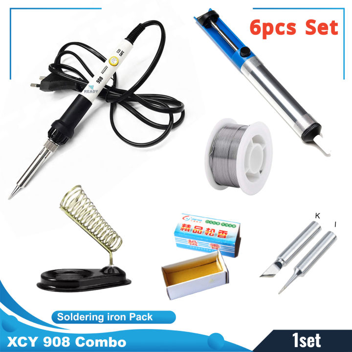 60W Soldering Iron XCY 908 Adjustable | Complete Soldering Iron Combo - 6pcs Set for Precision Work