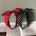 Red Polka Dots Bow Headband for Women Hair Accessories Lovely Rabbit Ear Knotted Hairband Not Slip Adults Hair Band.