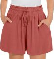 Soft Cotton Linen Women’s Shorts with Functional Side Pockets and Adjustable Waist.