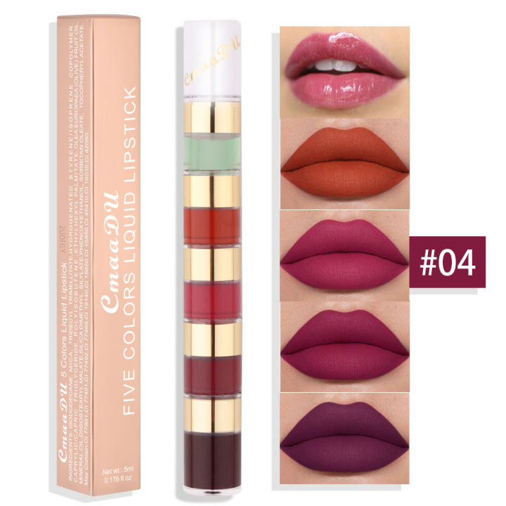 2024%205%20In%201%20Matte%20Lipstick%20Kit%20Combo%20Strip%20Velvet%20Red%20Lip%20Tint%20Non-stick%20Cup%20Lip%20Gloss%20Lip%20Oil%20Makeup%20Lips%20Cosmetic%20Set%20JokeTJokeJ%20-%20Image%207