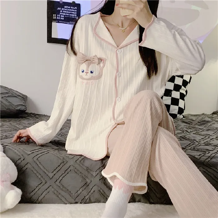 Spring%20and%20autumn%20cartoon%20sweet%20embroidery%20cinnamon%20dog%20pajamas%20women's%20long%20sleeves%20and%20long%20pants%20Internet%20celebrity%20live%20broadcast%20micro-business%20home%20clothes%20on%20behalf%20of%20the%20hair%20-%20Image%206