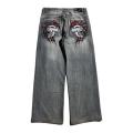 Korean Fashion Y2K Hip Hop Street Big Pocket Classic Death Print Baggy Jeans Vintage High Waist Denim Pants Men's Wide Leg Pants Superman.