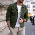 Fashion Men Jean Jacket Outerwear Casual Slim-fit Coat with Pocket Button Design Cargo Jacket Streetswear Autumn Tops Clothing. 