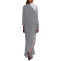 Women’s Printed Long Sleeve V-neck Dress Split Hem Baggy Kaftan Long Dress.