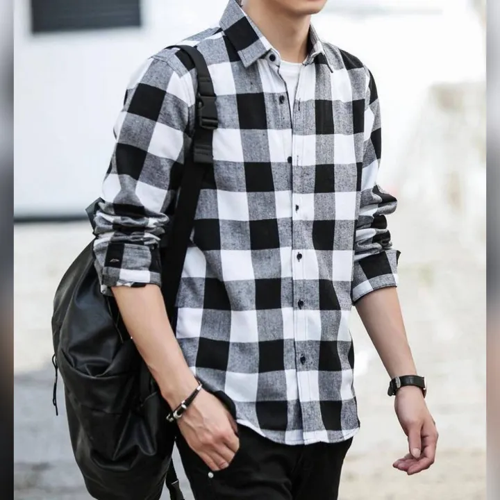 New%20Smart%20Looking%20Trendy%20Cotton%20Black%20&%20White%20Check%20Oxford%20Long%20Sleeve%20Casual%20Shirt%20For%20Men%20By%20XARA%20XCLUSIVE%20(%20DK)%20-%20Image%202