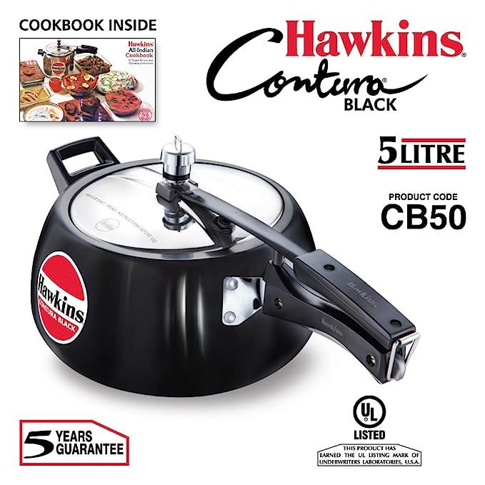 Hawkins Contura Pressure cooker 5L Black Made in India