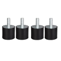 4 Pcs M8 Thread With Studs 40mm X 30mm Cylindrical Rubber Mounts, Vibration Isolators Steering Damper Easy To Use.