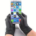 Black Nitrile Disposable Gloves Latex Powder Free Industrial-Grade Gloves Non-Sterile Textured Cooking Kitchen Cleaning Gloves. 