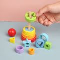 Wooden Puzzle Kids Toys Rainbow Tower Pyramid Nesting Stacking Shape Games Montessori Early Education Toys for Children Gift. 