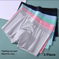 3 Piece Imported Premium Antibacterial Ice Silk Comfortable Boxer Brief Trunk Underwear for Men -Random Color.