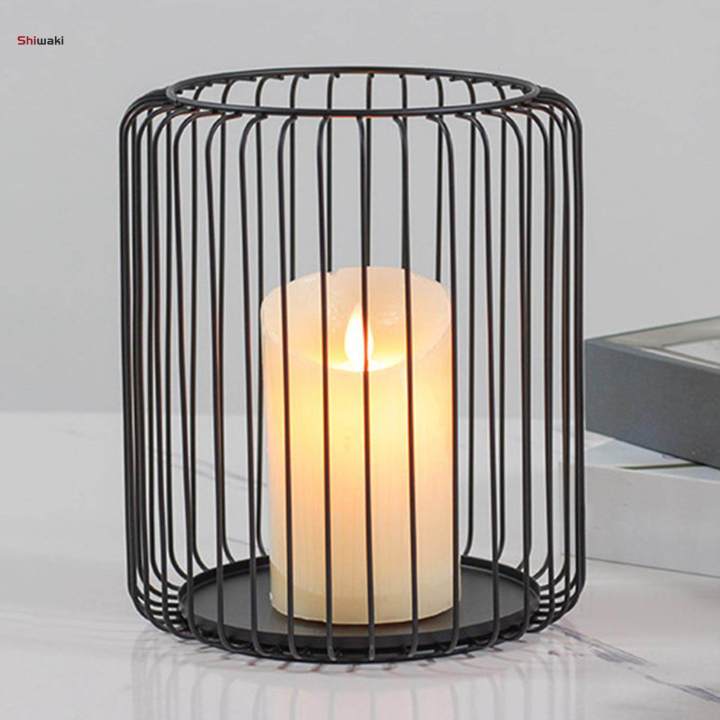 Modern Hollow Lantern Candle Holder Candlestick Vintage Light Candle Stand for L 18cmx21cm