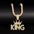 KING Crown Pendant Necklace for Men Punk Letter Necklace for Male Iced Out Stainless Steel Twist Chain Couple Hip Hop Jewelry. 