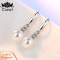 Chic Women Zircon Inlaid Faux Pearl Hook Earrings Eardrop Party Bridal Jewelry. 