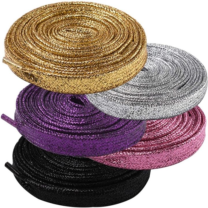 Lsgs fashion glitter shoelaces colorful flat shoe laces for athletic running sneakers shoes boots 1cm width shoelace strings 1pair