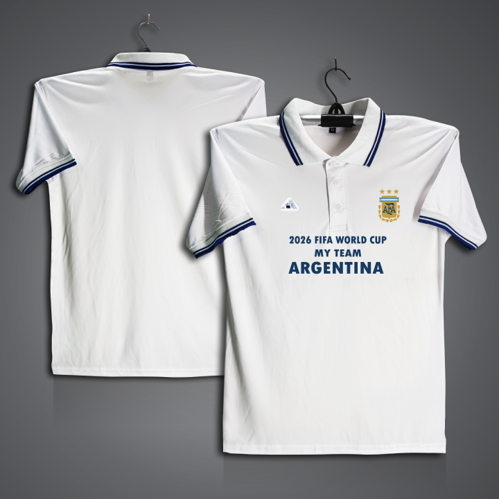 2026 Fifa World Cup Argentina Football Jersey For Men - Half Sleeve Collar Polo t shirt - Argentina Jersey