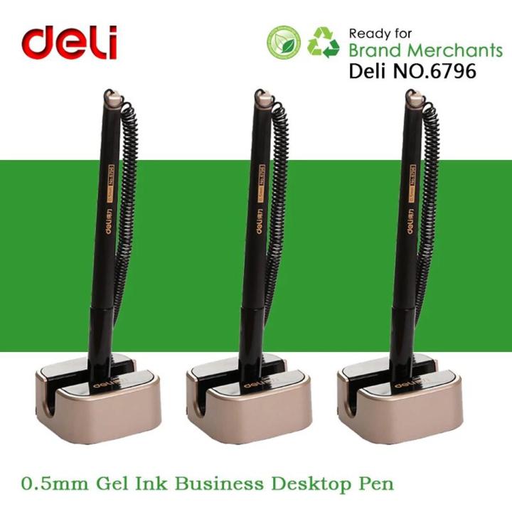 3 PCS Deli Desk Pen 0.5mm Gel Pen Business Black Desk Counter Table Gel pens