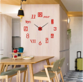 New 3D Roman Numeral Acrylic Mirror Wall Clock Sticker Fashion DIY Clocks Watch Home Decoration Living Room Stickers.