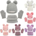 Knitted Baby Hats Scarf Set Winter Neck Scarves Beanie Caps For Boy Girls Cute Hat Scarf and Gloves 3pcs Suit For Kids 1-6years. 