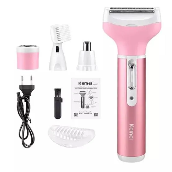 Kemei%20KM%20-%206637%20Multifunctional%204%20in%201%20Rechargeable%20Women%20Body%20Shaver%20Beard%20Eyebrow%20Nose%20Trimmer%20Set%20Female%20Electric%20Shaver%20-%20Image%204