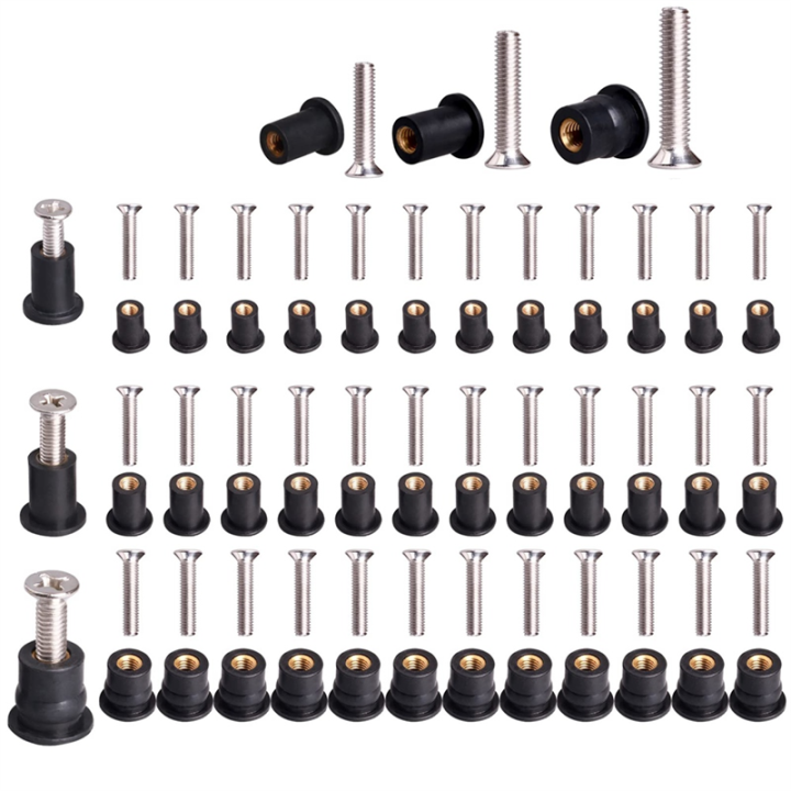 36 Pairs /M5/M6 Rubber Well Nuts With Stainless Steel Screw Kayak Brass Copper Bolts Well Nut Set Kit