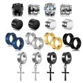 2pcs Punk Mens Strong Magnet Magnetic Ear Stud Set Non Piercing Earrings Cross Earrings Gift For Boyfriend Lover Jewelry. 