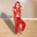 Kids Belly Dance Costumes Set Oriental Kids Indian Dance Costume 140cm Red. 