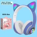【Limited Quantity】 Cat Ears Headphones Flash Light With MIC Control LED Kid Girl Stereo Cute Music Helmet Phone Headset Earphone.