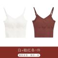 Song QianyaUBeautiful Back Pure Cotton Underwear Net Red Sling Vest Bra Small Chest Push up Sports Birth Year Red. 