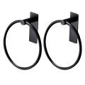 2X Towel Ring/Hand Towel Holder - Self Adhesive Round Towel Rack Hand Towel Bar for Bathroom, Stainless Steel Black. 