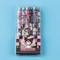 6Pcs/Set Cute Cartoon Anime Sanrio Kuromi Pen Student Stationery Gifts 0.5mm Black Ink Ball Point Pens Quick-drying Kawaii Retractable Gel Pen. 