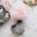 Luxury Plush Rabbit Fur Phone Case For Google Pixel 6 Pro 6A 7 7A 8 Shiny Diamond Lens Frame TPU Back Cover Fundas. 