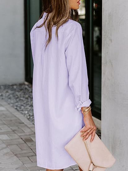 Womens%20Button%20Down%20Shirt%20Dresses%20with%20Pockets%20Cotton%20Button%20Up%20Tunics%20Long%20Sleeve%20Solid%20High%20Low%20Blouse%20Tops%20For%20Summer%202025.%20-%20Image%203