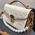 2021 High Quality Woman Embossing Much Interlayer Handbag Messenger Girl Purses Ladies Bag with Pearl Strap. 