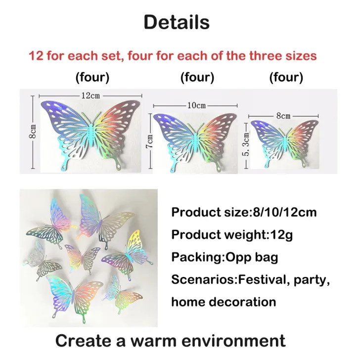 12%20Pcs/set%20-%203D%20Krystal%20%20Butterfly%20Stickers%20for%20home%20decoration,%20Reading%20Room%20,%20Gift%20,Children%20Birthday%20Party%20-%20Image%204