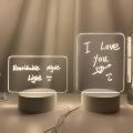 3D LED  Note Board Rewritable USB Message Board with Pen and Wiper Acrylic Lamp Night Lights Gifts Bedroom Desk Lamp. 