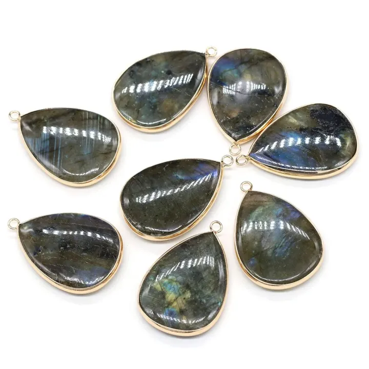 Drop-shaped Flash Labradorite Pendant Charms For DIY Necklace Handiwork Sewing Craft Jewelry Accessory Making