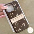 Retro Flowers English Label Case Compatible for IPhone 16 13 11 15 14 12 Pro Max 15Pro 16Pro 15 16 14 Plus 12Pro Luxury Lychee Soft Cover. 
