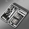 Nail clipper knife trimmer ear spoon 19PCS professional pedicure nail clipper tool nail clipper set stainless steel manicure. 