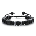 Lava Stone Bracelets for Men Matte Black Beaded Bracelet With Adjustable Designs For Boys. 