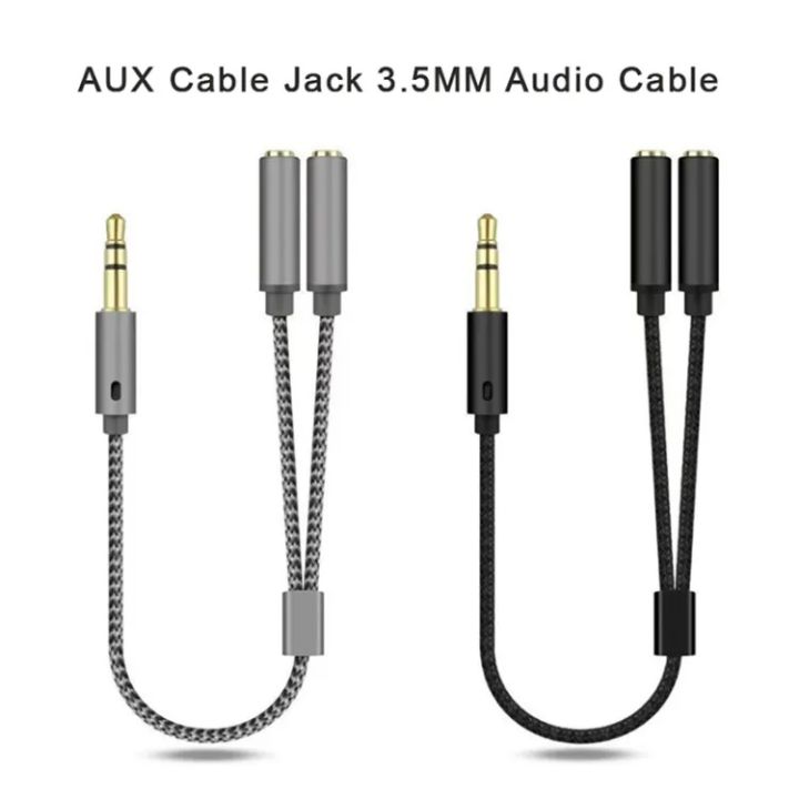 AUX Cable Jack 3.5MM Audio Cable Male to Double Female Stereo Audio Cable Nylon Braided Headphone Splitter Y Type Audio Cable R.K Gadget Store
