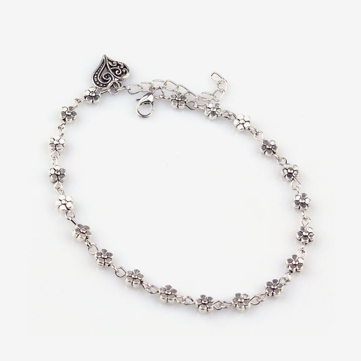 Fashion%20Tibetan%20Silver%20Bead%20Hollow%20Plum%20Daisy%20Flowers%20Heart-Shaped%20Anklet%20For%20Women%20Foot%20Chain%20Barefoot%20Sandals%20Beach%20Jewelry%20-%20Image%208