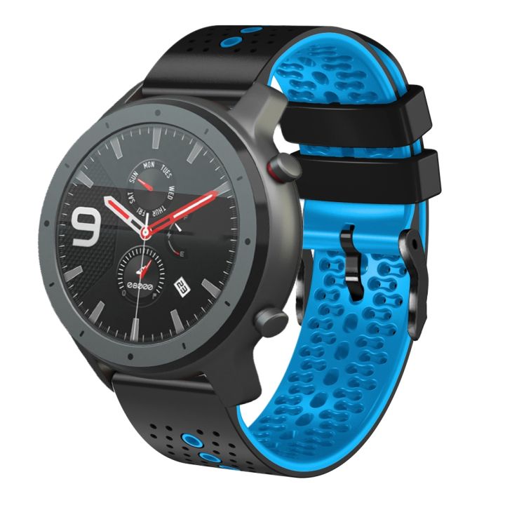 (New) For Amazfit GTR 47mm 22mm Perforated Two-Color Silicone Watch Band