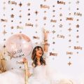 Gold 30th Happy Birthday Party Paper Banners Decorations Number 30 Year Old Circle Dots Twinkle Star Garlands Hanging Backdrops. 