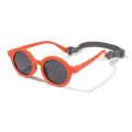 Baby Polarized Round Sunglasses Flexible Rubber Shades with Strap for Toddler Newborn Infant Ages 0-36 Months.