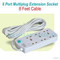Multi Plug Maxline ML-2013 Multiplug 6 Port Extension Socket 8 Feet Cable. 
