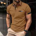 Fashion Solid Color Polo Shirt For Men Summer Lapel Short Sleeve Blouse Casual Simplicity Style Golf Wear Loose T-Shirt.
