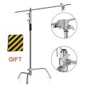 Metal Height 2.6M/8.5FT Adjustable Reflector Tripod Stand with Holding Arm 2pc Grip Head for Photography Studio Video Equipment.
