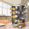 Round Spice Rack Stand Carousel Rotating Glass 16 Jars. 